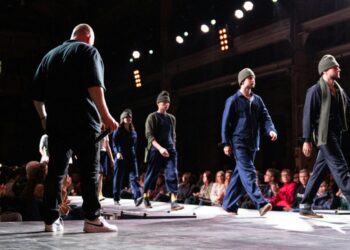 Masculine modeling runway