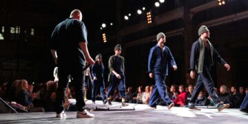 Masculine modeling runway