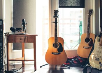 Acoustic and electric guitars