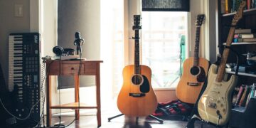 Acoustic and electric guitars