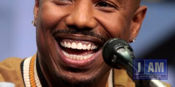 Michael B. Jordan speaking at the 2017 San Diego Comic-Con International in San Diego, California