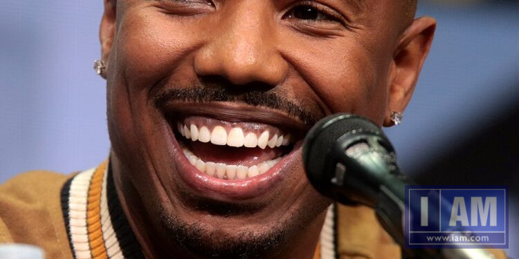 Michael B. Jordan speaking at the 2017 San Diego Comic-Con International in San Diego, California